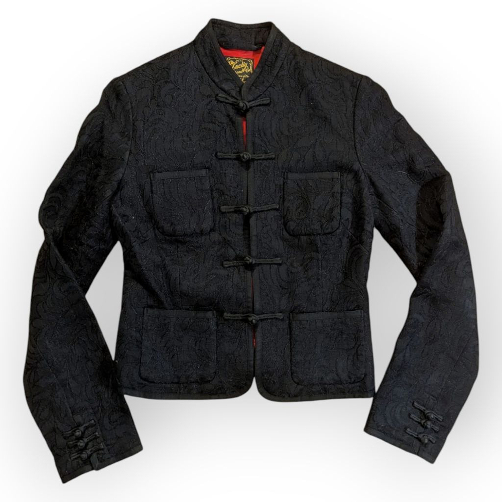 Lucky Brand Mandarin Collar Black Lace Jacket Small blazer Asian inspired - Picture 3 of 10